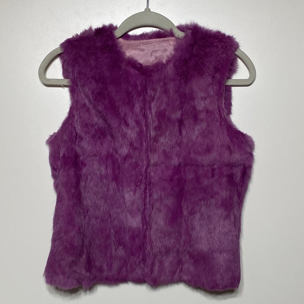 Purple Rabbit Fur Vest - Picture 1 of 11